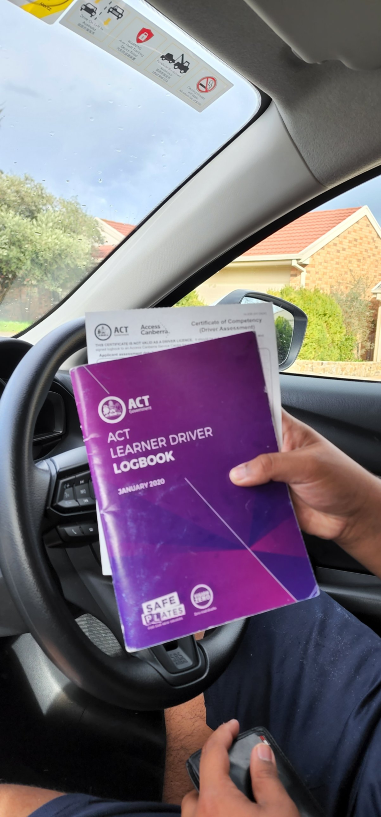 ACT learner driver logbook and Certificate of Competency
